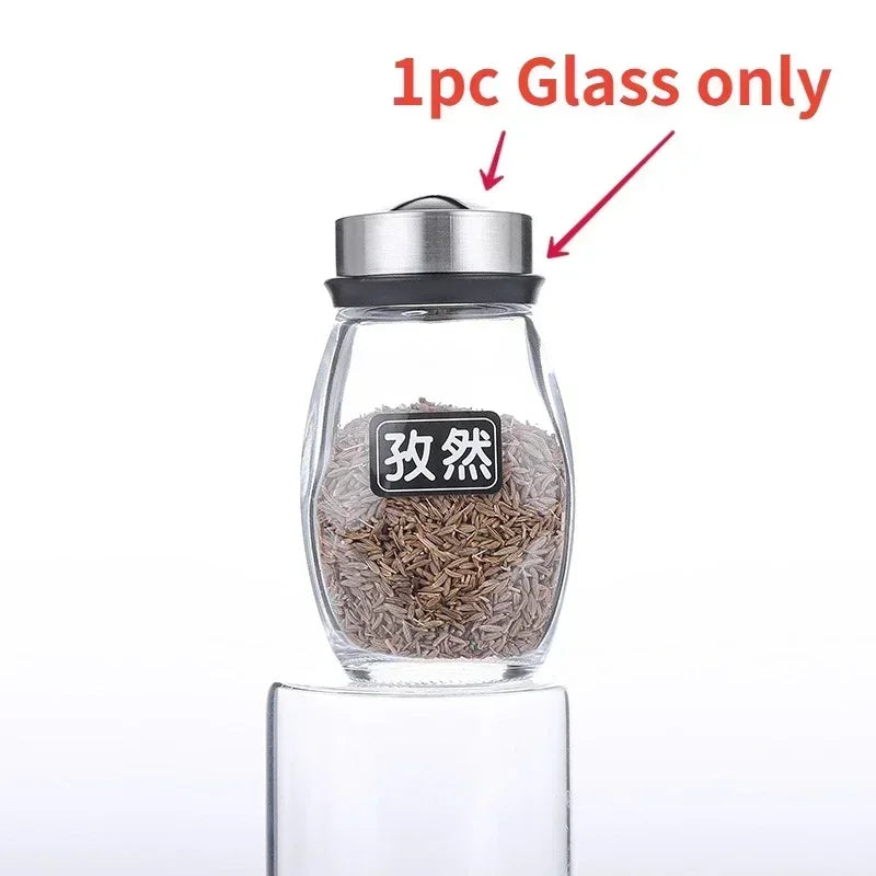 Glass Spice Jar Set with 360° Rotating Rack ā Salt, Pepper & Seasoning Bottles for Kitchen Organization