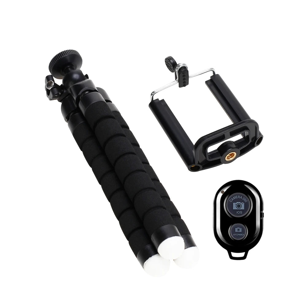Flexible Octopus Mini Tripod for Smartphone – Universal Phone Holder with Bluetooth Remote Shutter