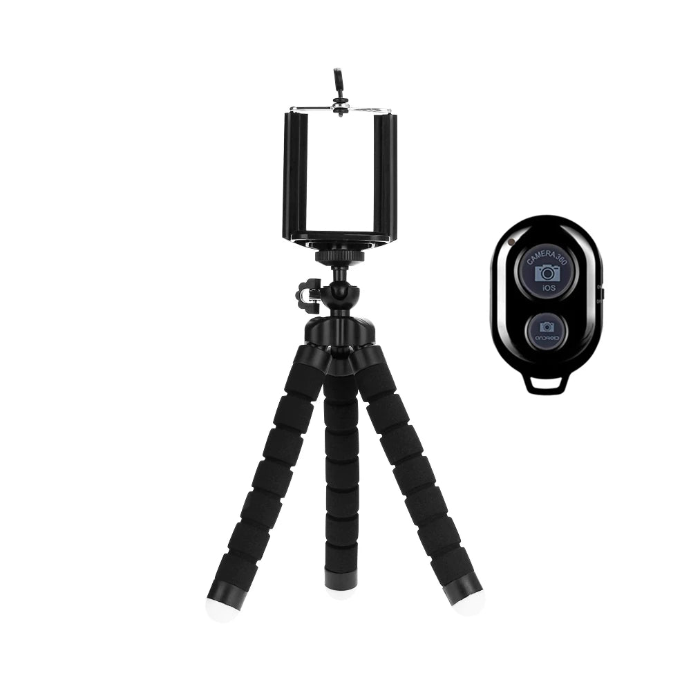 Flexible Octopus Mini Tripod for Smartphone – Universal Phone Holder with Bluetooth Remote Shutter