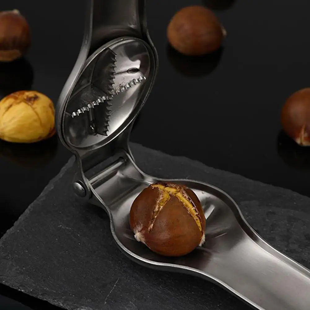 2-in-1 Stainless Steel Nut Cracker & Chestnut Opener — Ergonomic Kitchen Tool