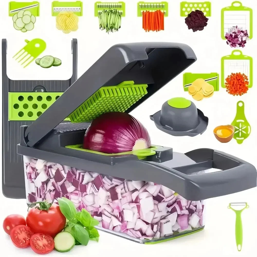 14-in-1 Multifunctional Vegetable Chopper & Slicer – Onion Dicer, Food Grater & Kitchen Tool Set