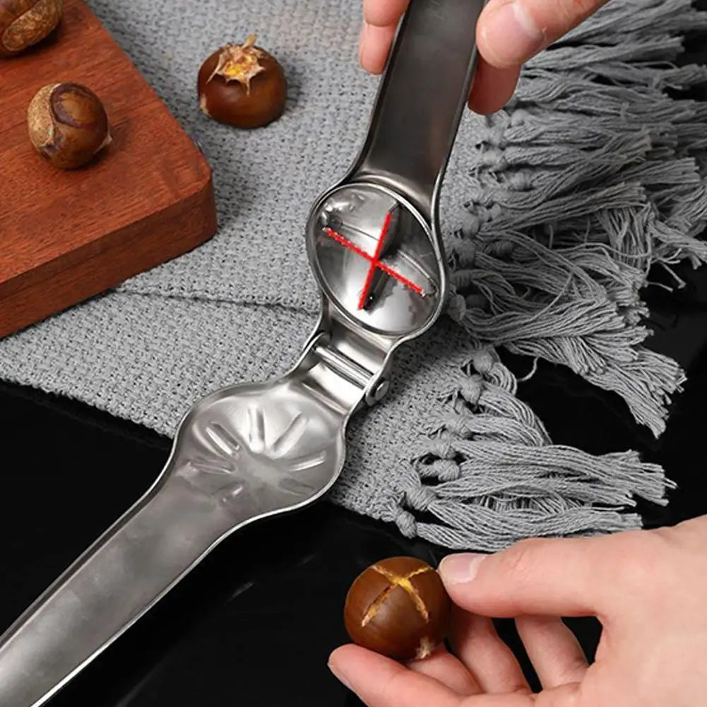 2-in-1 Stainless Steel Nut Cracker & Chestnut Opener — Ergonomic Kitchen Tool