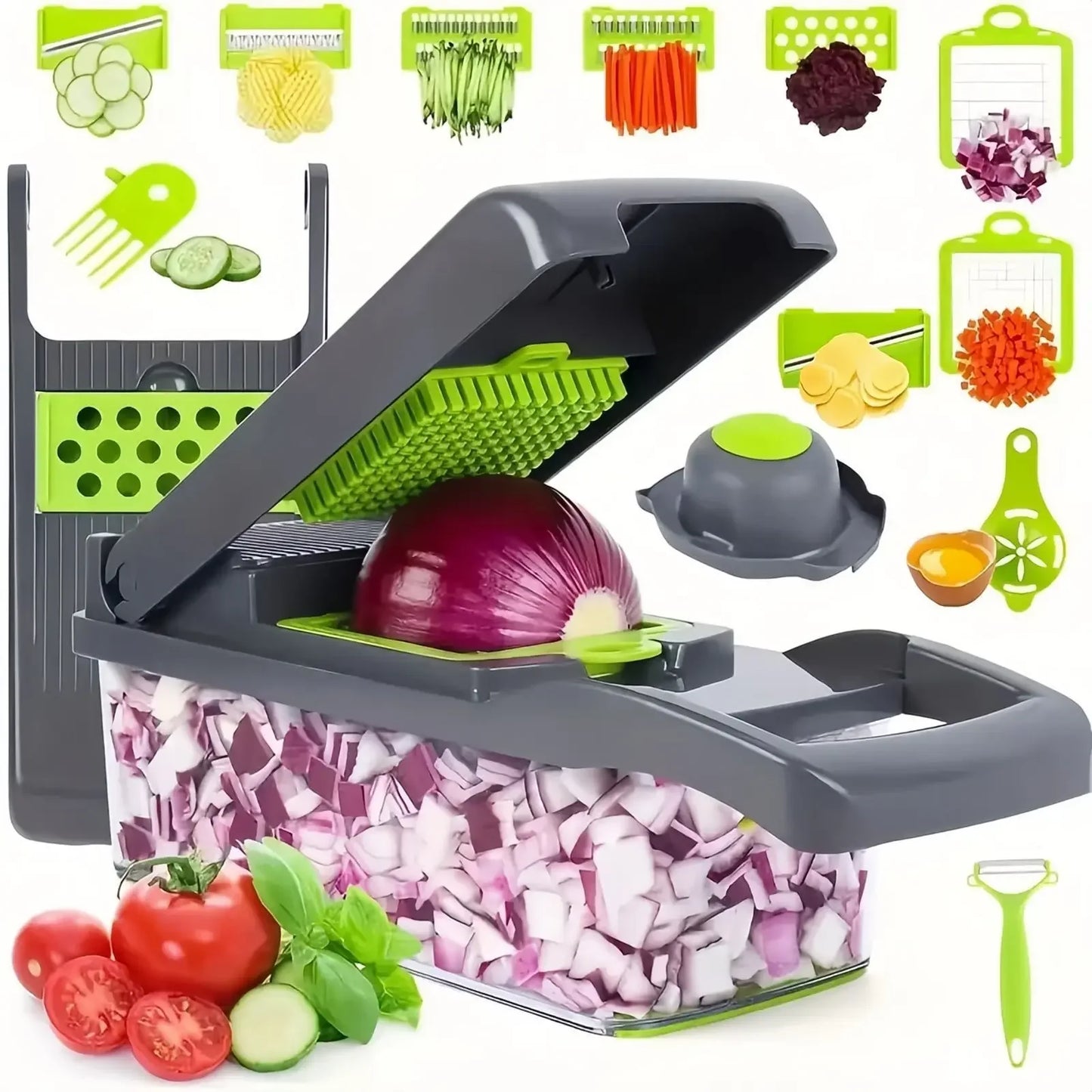 14-in-1 Multifunctional Vegetable Chopper & Slicer – Onion Dicer, Food Grater & Kitchen Tool Set