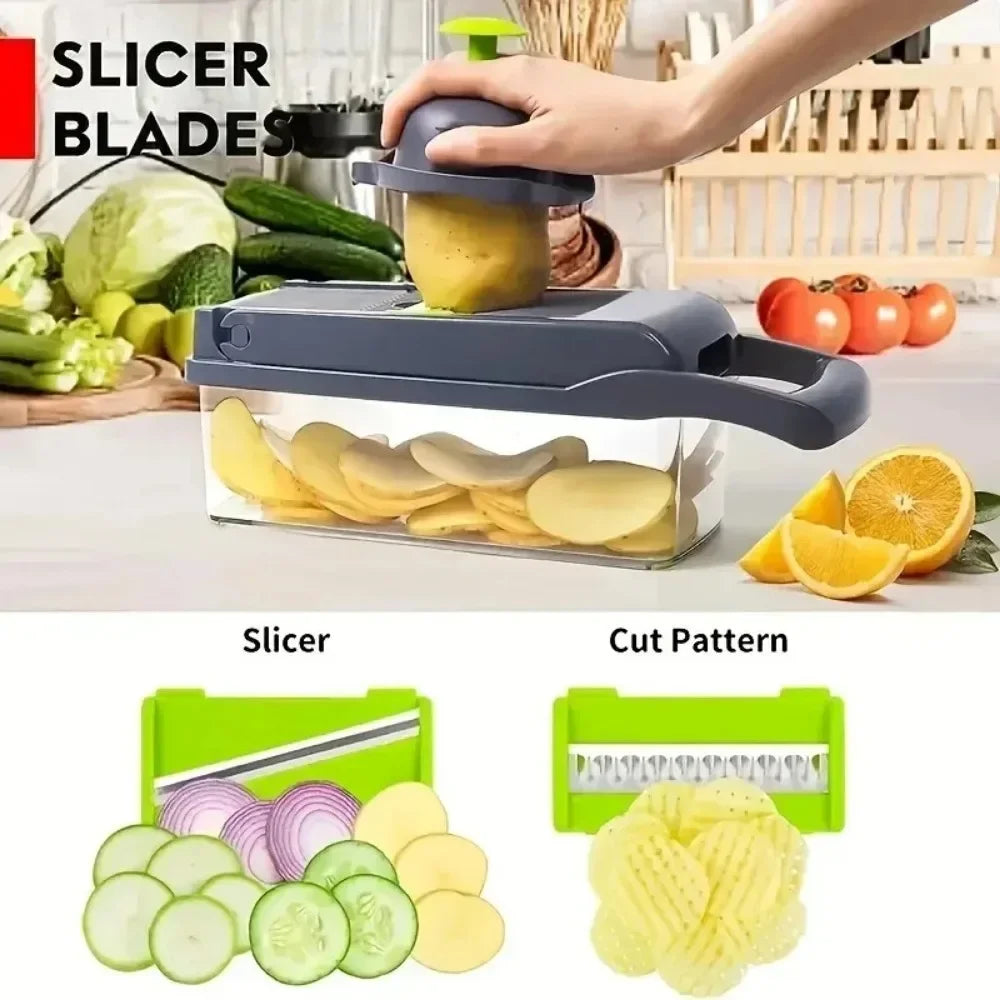 14-in-1 Multifunctional Vegetable Chopper & Slicer – Onion Dicer, Food Grater & Kitchen Tool Set