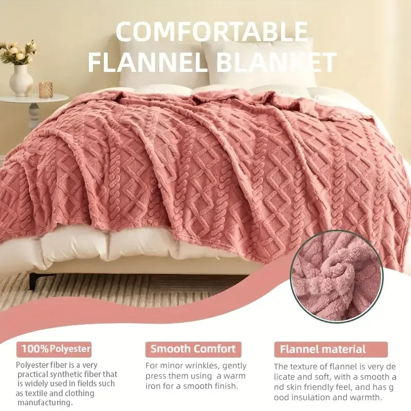 Ultra-Soft 3D Plush Fleece Blanket – Luxurious Cozy Flannel Throw for Bed & Sofa
