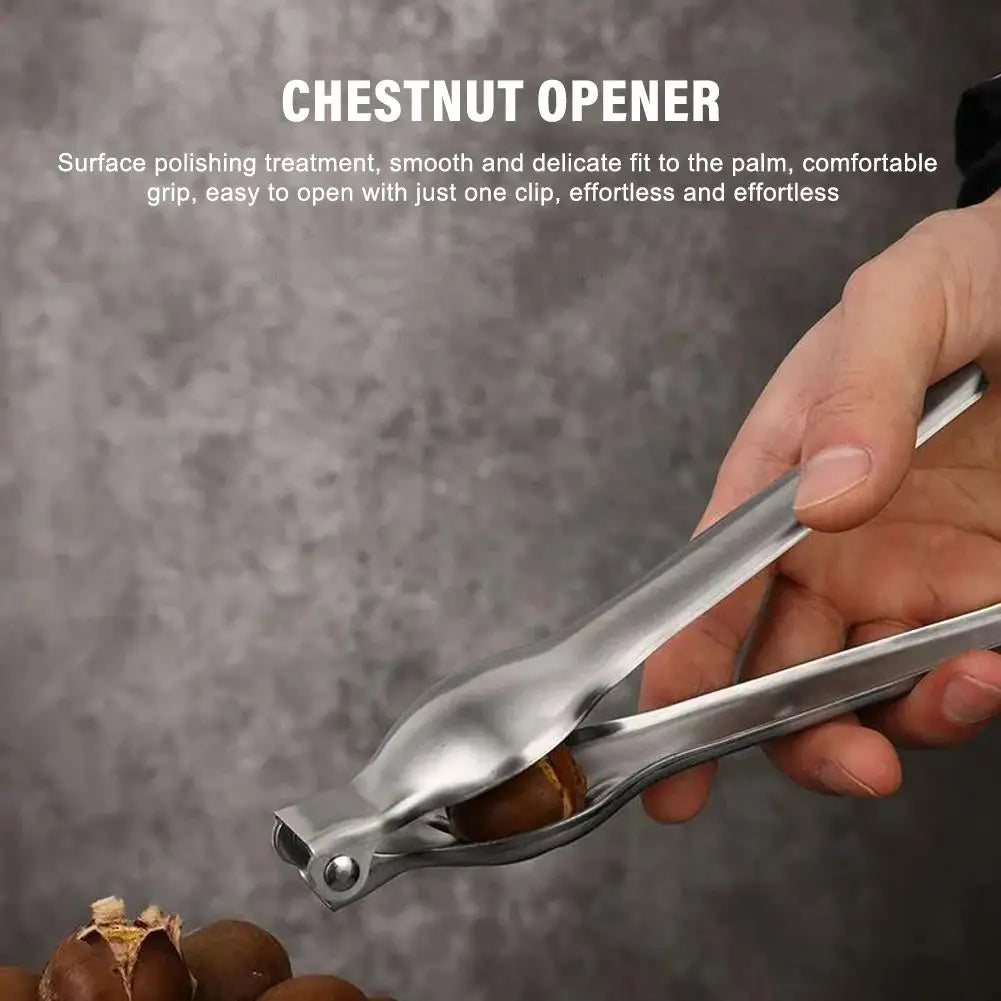 2-in-1 Stainless Steel Nut Cracker & Chestnut Opener — Ergonomic Kitchen Tool