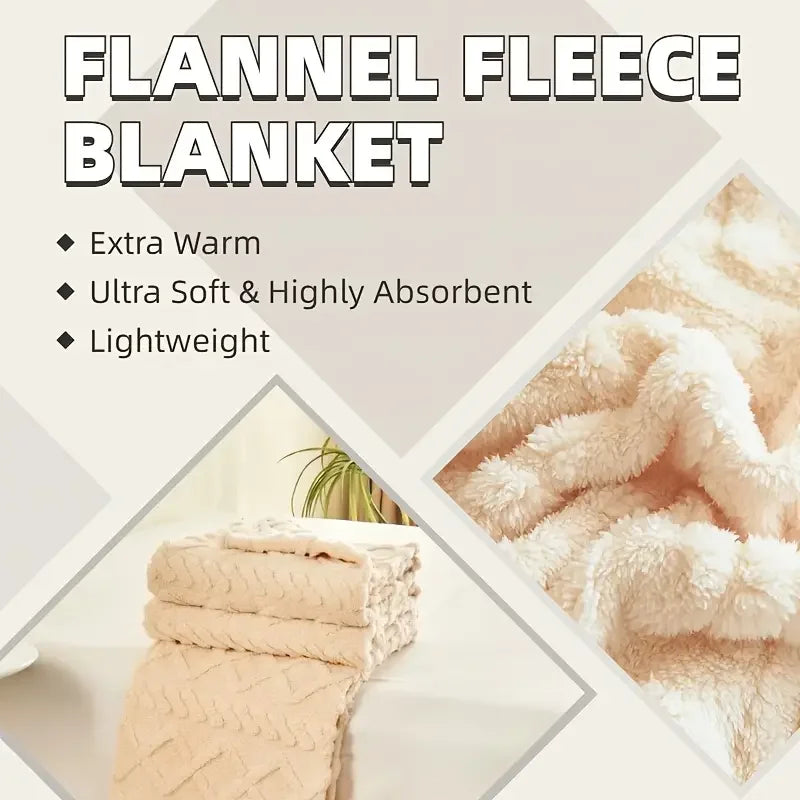 Ultra-Soft 3D Plush Fleece Blanket – Luxurious Cozy Flannel Throw for Bed & Sofa