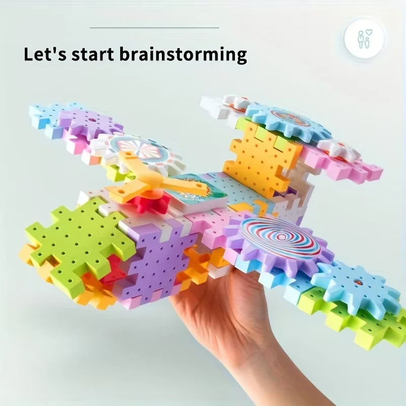 Kids Electric Gear Building Toy – Motorized Spinning Gears STEM Construction Set for Ages 6-12