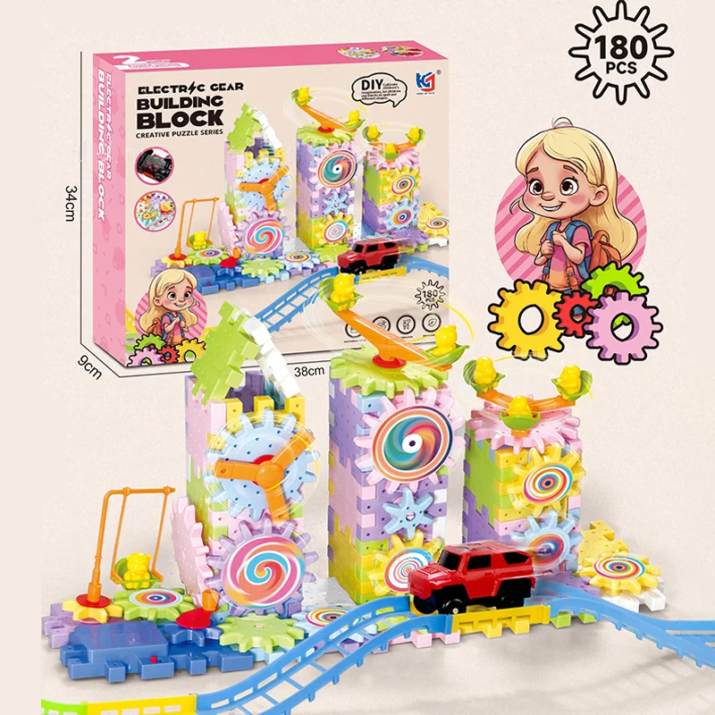 Kids Electric Gear Building Toy – Motorized Spinning Gears STEM Construction Set for Ages 6-12